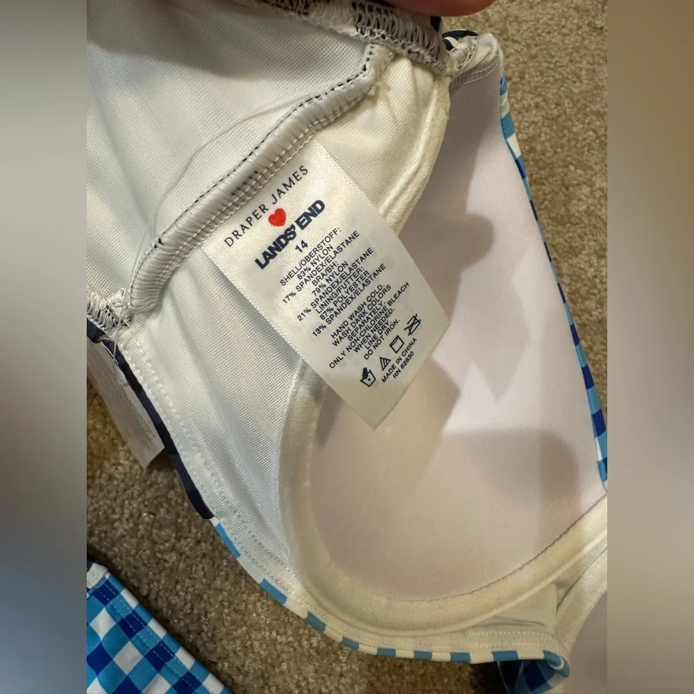 NWT Draper James x Lands' End Blue Gingham Swim Set Size 14 - Picture 13 of 13